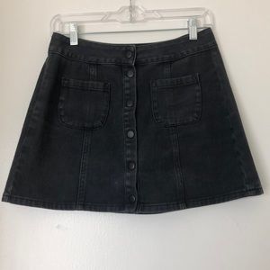 Black denim skirt